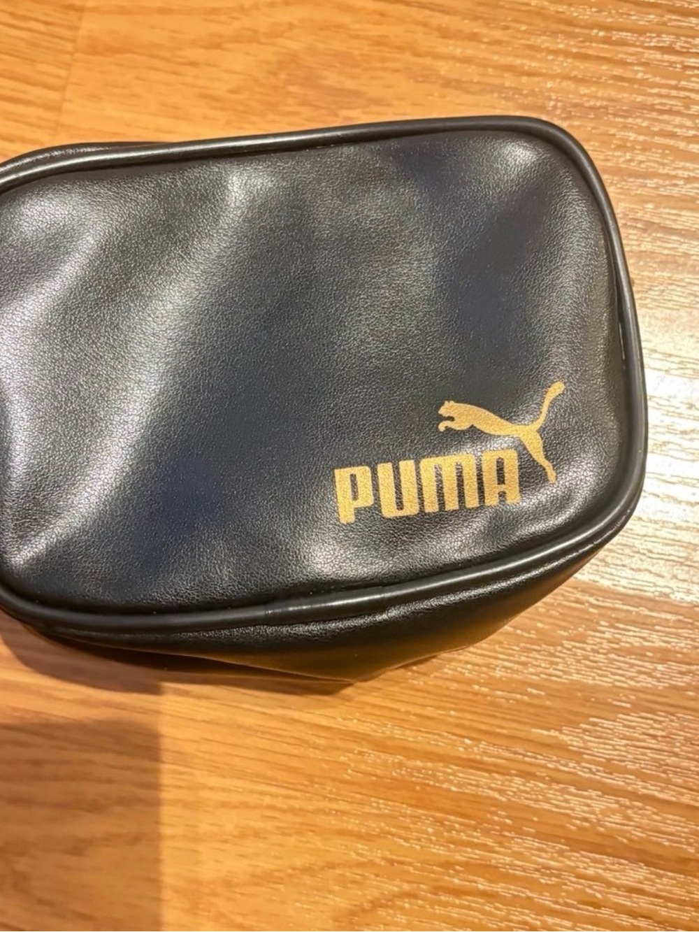 Puma Black Toiletry Pouch with Gold Logo Accent